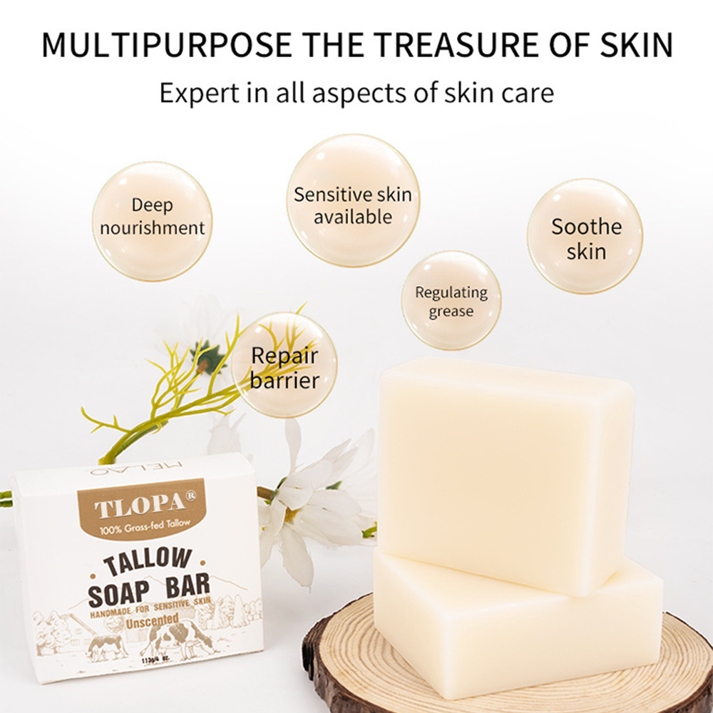 TLOPA®Tallow Soap Handmade Soap Smooth Skin Exfoliating Tallow Skin Care Soap